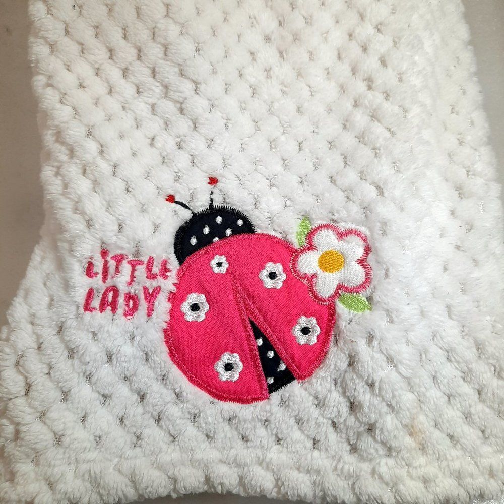 Zak & Zoey Little Lady baby Blanket Ladybug Flower‎ Pink lady bug waffle white
